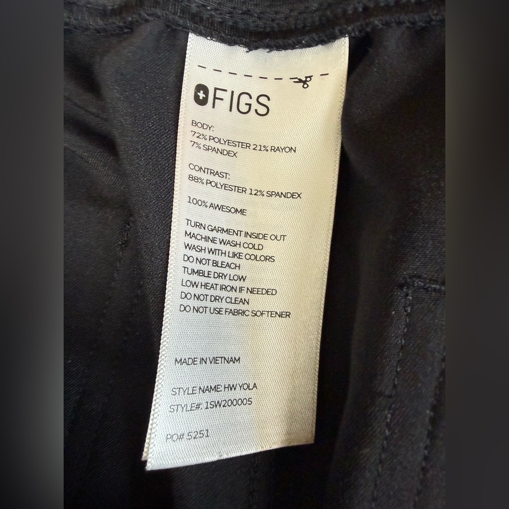 FIGS High Waisted Yola Skinny Scrub Pant Black 3XL Petite - Picture 3 of 3